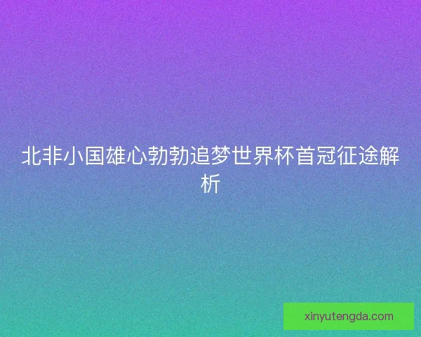北非小国雄心勃勃追梦世界杯首冠征途解析